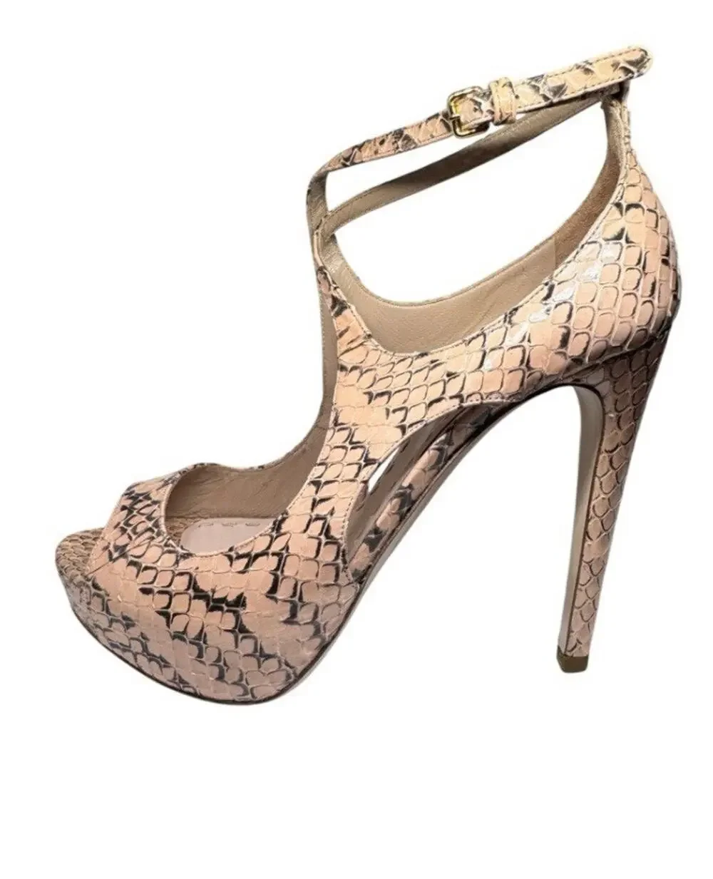 MIU MIU WHIPS CIPRIA PYTHON PLATFORM PEEP TOE HEELS 39 US 8.5 NIB ITALY